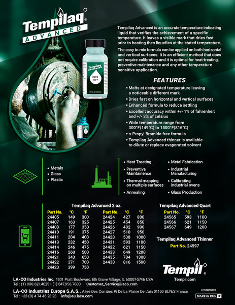 Sales Sheet - Tempilaq Advanced